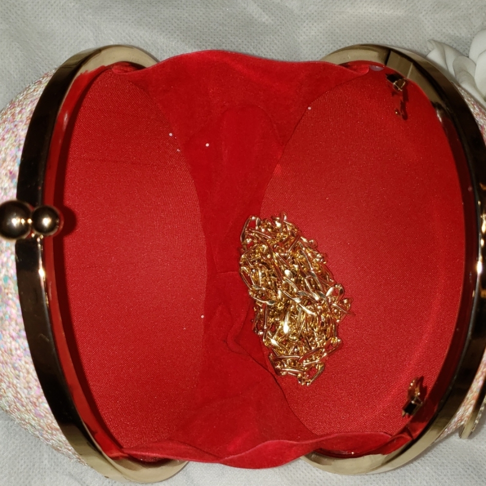 Stunning Pink Evening Bag And Compact Mirror - Picture 8 of 8